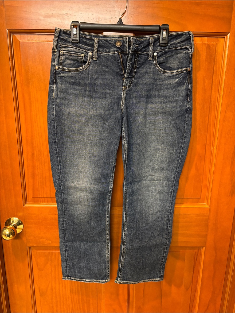 Silver Jeans Cropped Dark Blue Wash Ankle Jeans